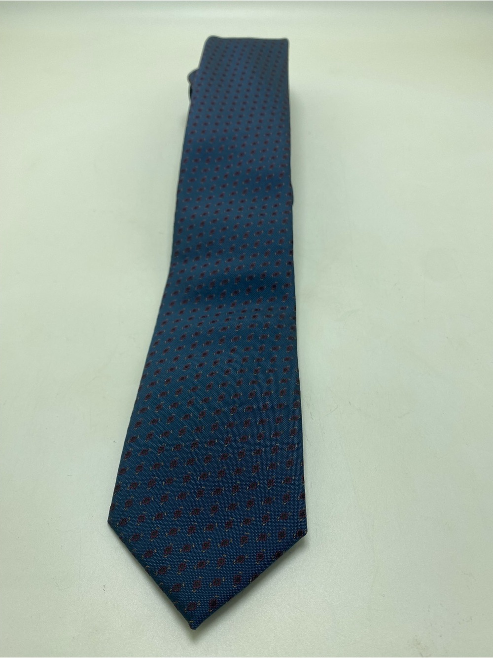 Ted Baker Blue Silk Tie W Red/ Gold Accents